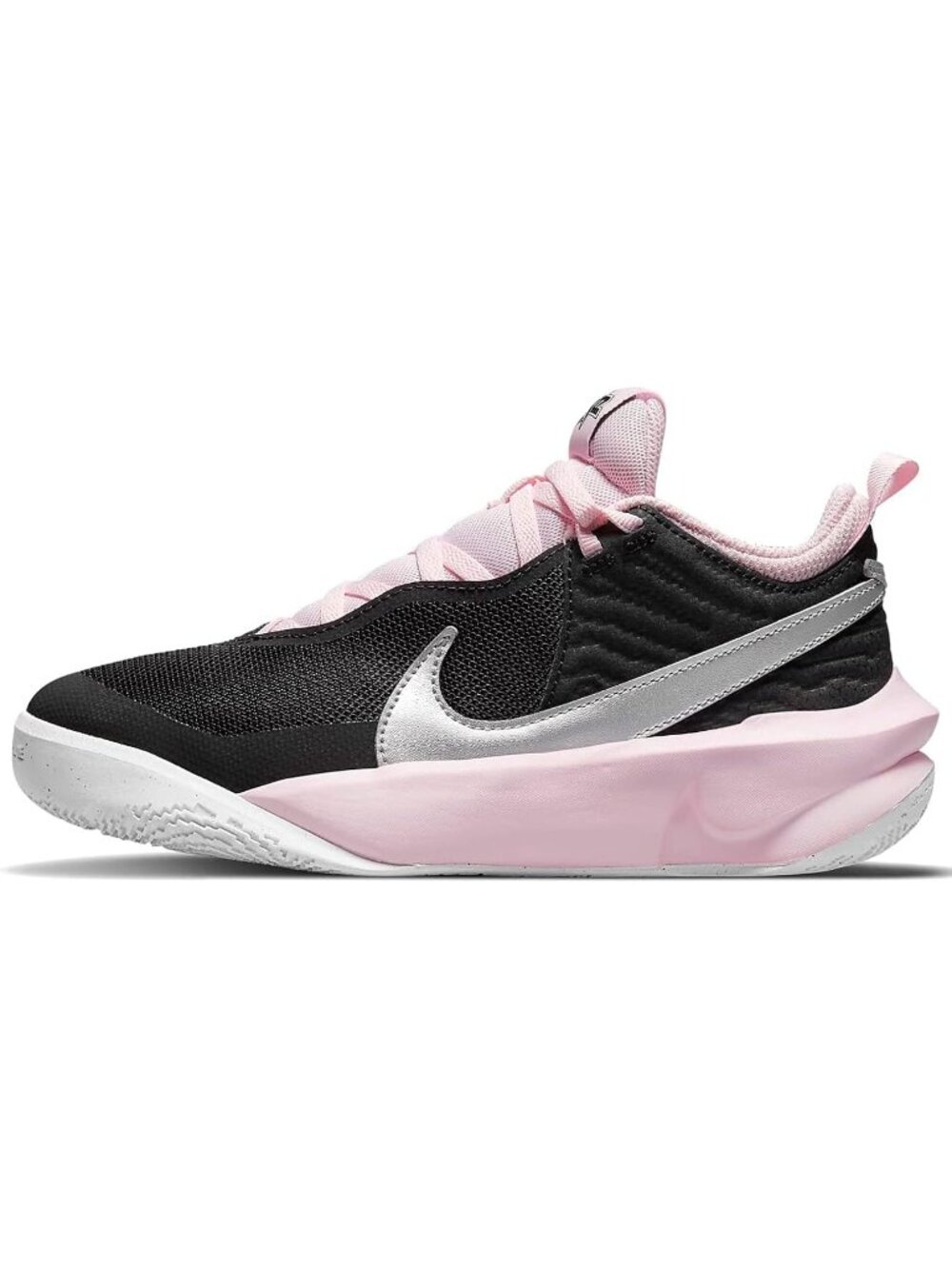 Nike Kid's Team Hustle D10 GS Basketball Shoe, Black/Pink/White, 7 Big Kid